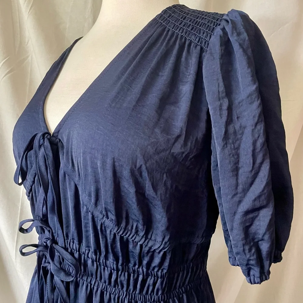 GAP Navy Blue Tiered Midi Dress